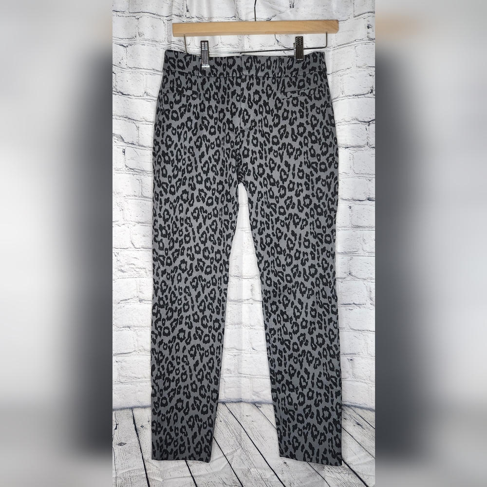 Banana Republic‎ Black Gray Leopard Print Sloan Skinny Ankle Pants Size 0
